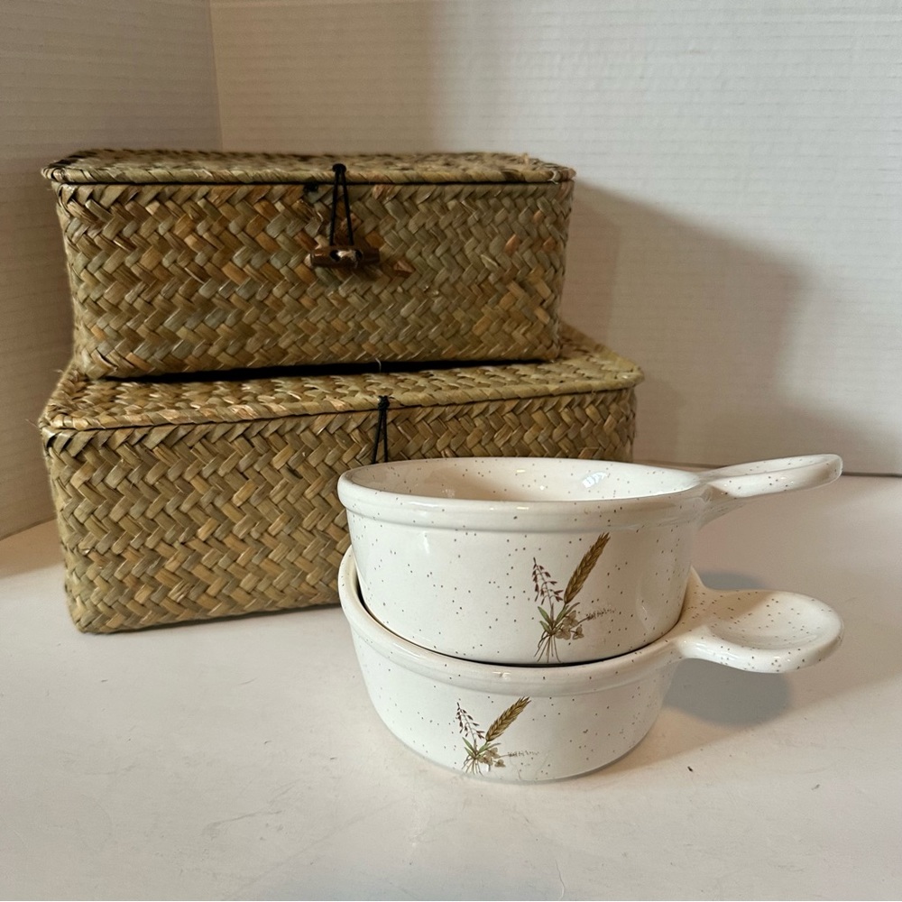 Vintage Treasure Craft Pottery Soup Bowls, set of 2